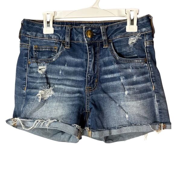 American Eagle High Rise Shortie Jean Shorts - Picture 1 of 9